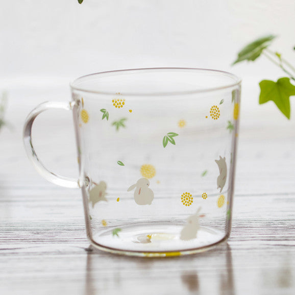 Japanese Sakura Glass Coffee Mug Cute Cat Deer Rabbit Tea Mug Heat Res –  Yum Cha Tea Company