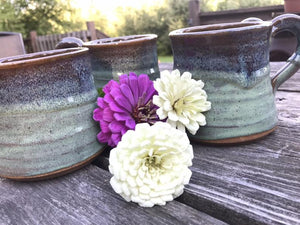 Rustic mug, handmade turquoise mug, set of stoneware mugs