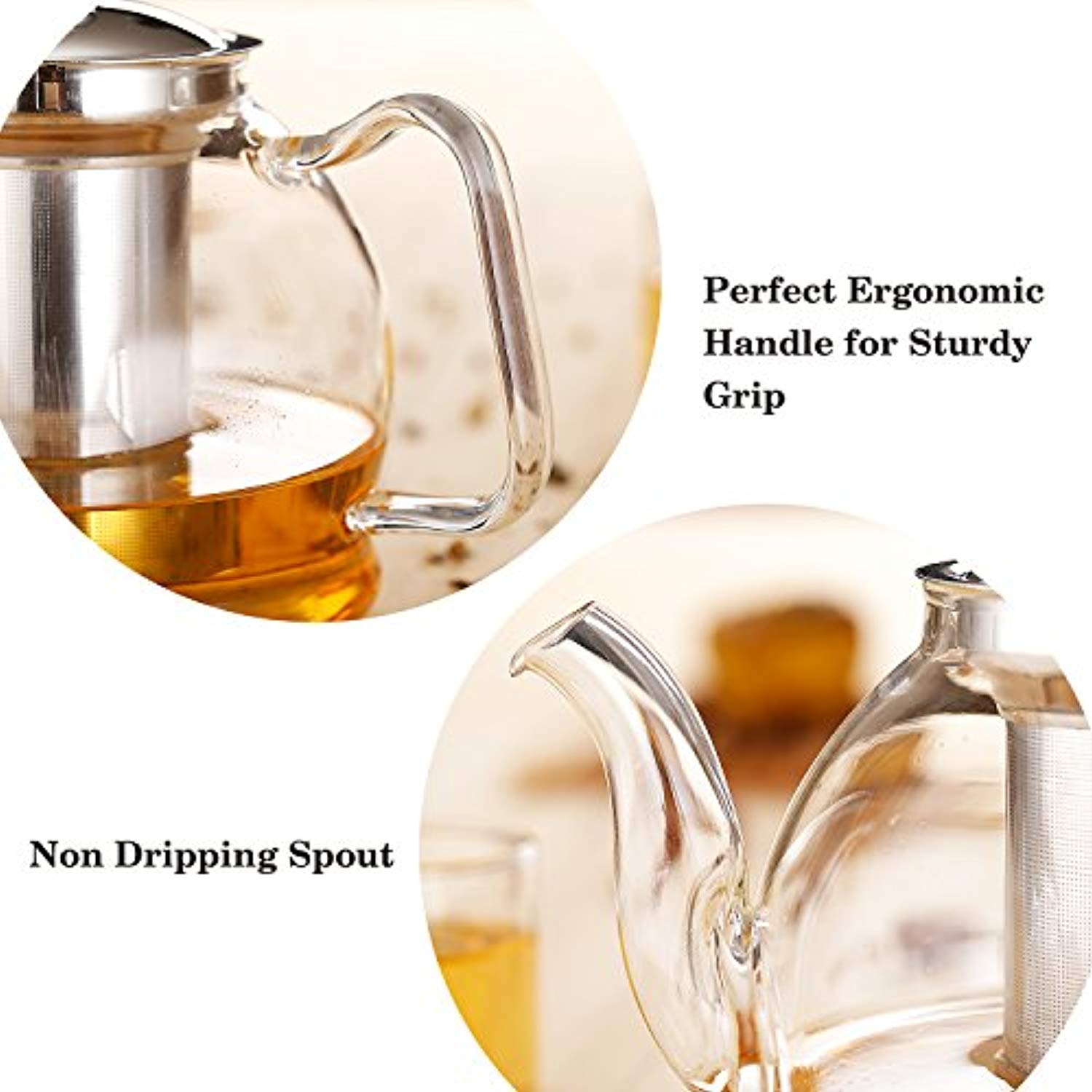 Glass Teapot w/ Infuser & lid (16oz) - Honey and the Hive