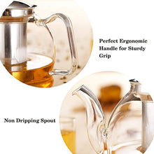 Load image into Gallery viewer, Hiware 1000ml Glass Teapot with Removable Infuser, Stovetop Safe Tea Kettle, Blooming and Loose Leaf Tea Maker Set