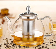 Load image into Gallery viewer, Hiware 1000ml Glass Teapot with Removable Infuser, Stovetop Safe Tea Kettle, Blooming and Loose Leaf Tea Maker Set