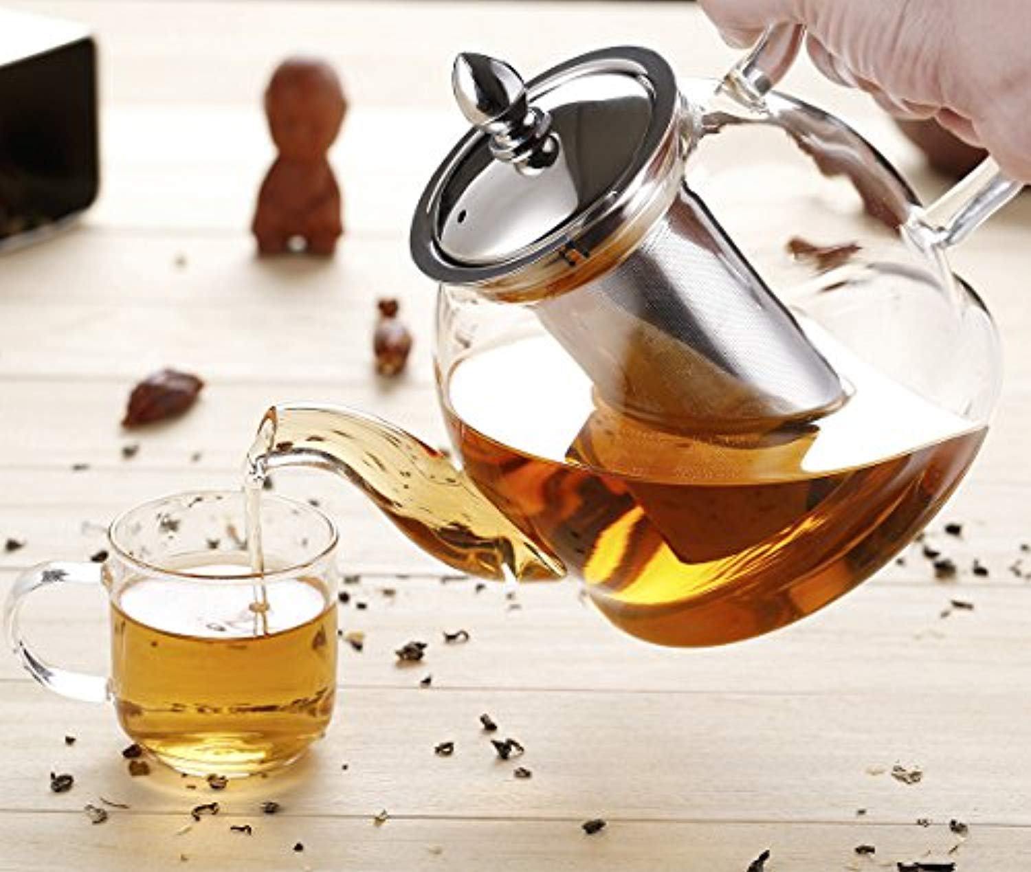 ReaNea 1000ml Glass Teapot with Removable Infuser, Blooming Loose Leaf Tea  Kettle 