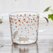 Load image into Gallery viewer, Japanese Sakura Glass Coffee Mug Cute Cat Deer Rabbit Tea Mug Heat Resistant Glass Tea Cup
